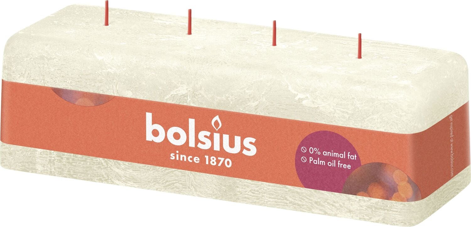 Bolsius mammoetkaars Rustiek Shine wit 51 uur 9 x 25 x 8 cm
