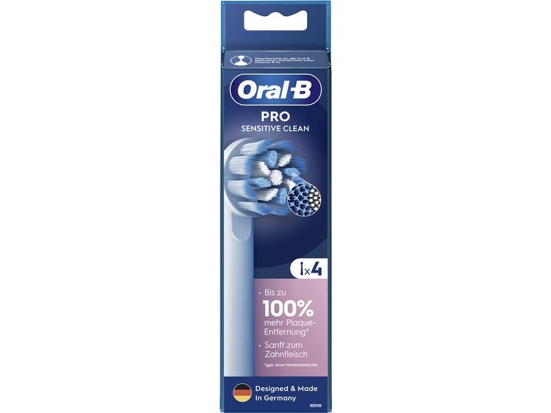 Oral-B Zahnbürstenkopf Sensitive Clean 4 Stück, Weiss Aufsteckbürsten für elektrische Zahnbürsten