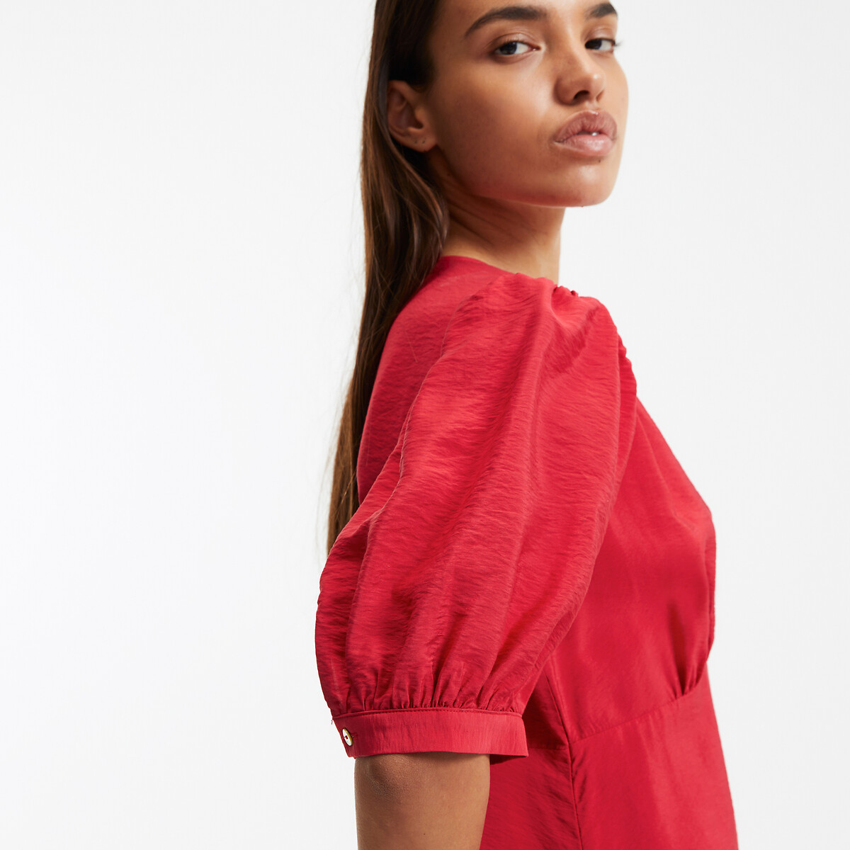 COLEÇÃO LA REDOUTE<br>Vestido longo, decote em V, mangas até o cotovelo