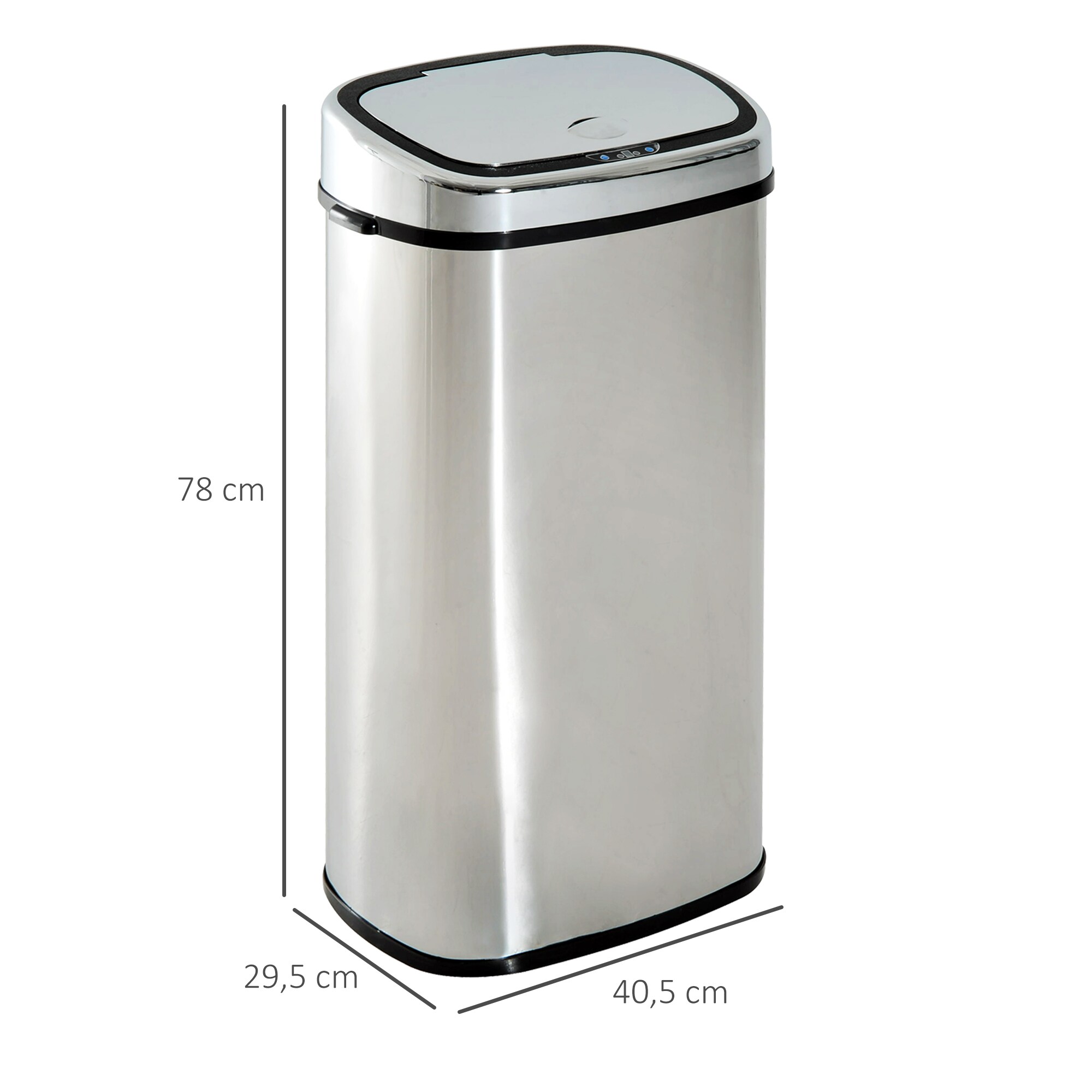 HOMCOM Mülleimer mit Sensor silber 40,5 x 29,5 x 78 cm (LxBxH)