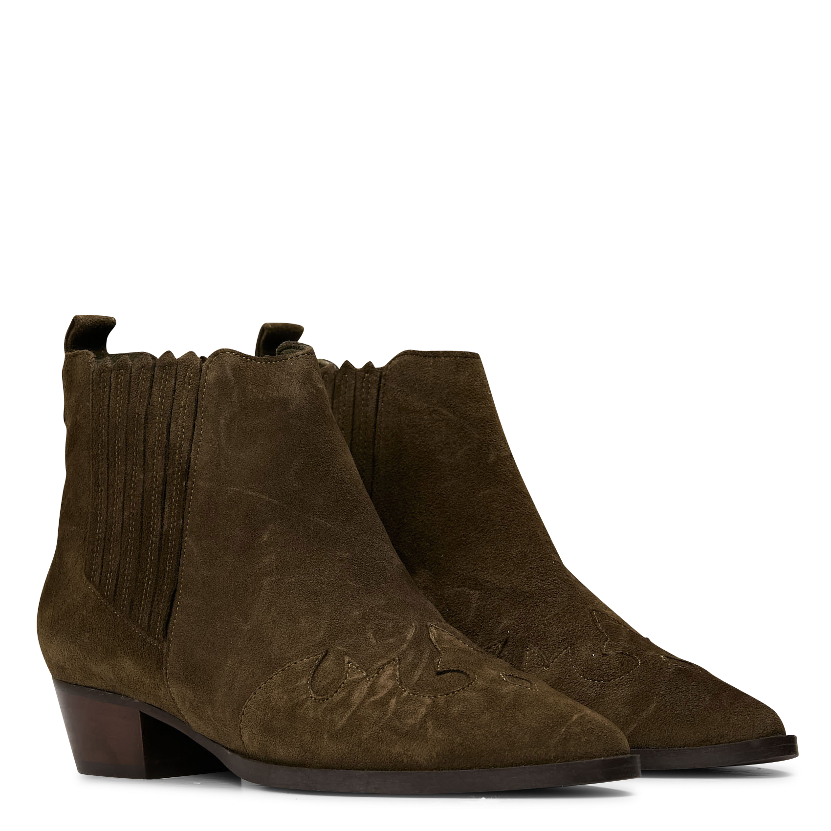 Bottines en cuir velours | Vert