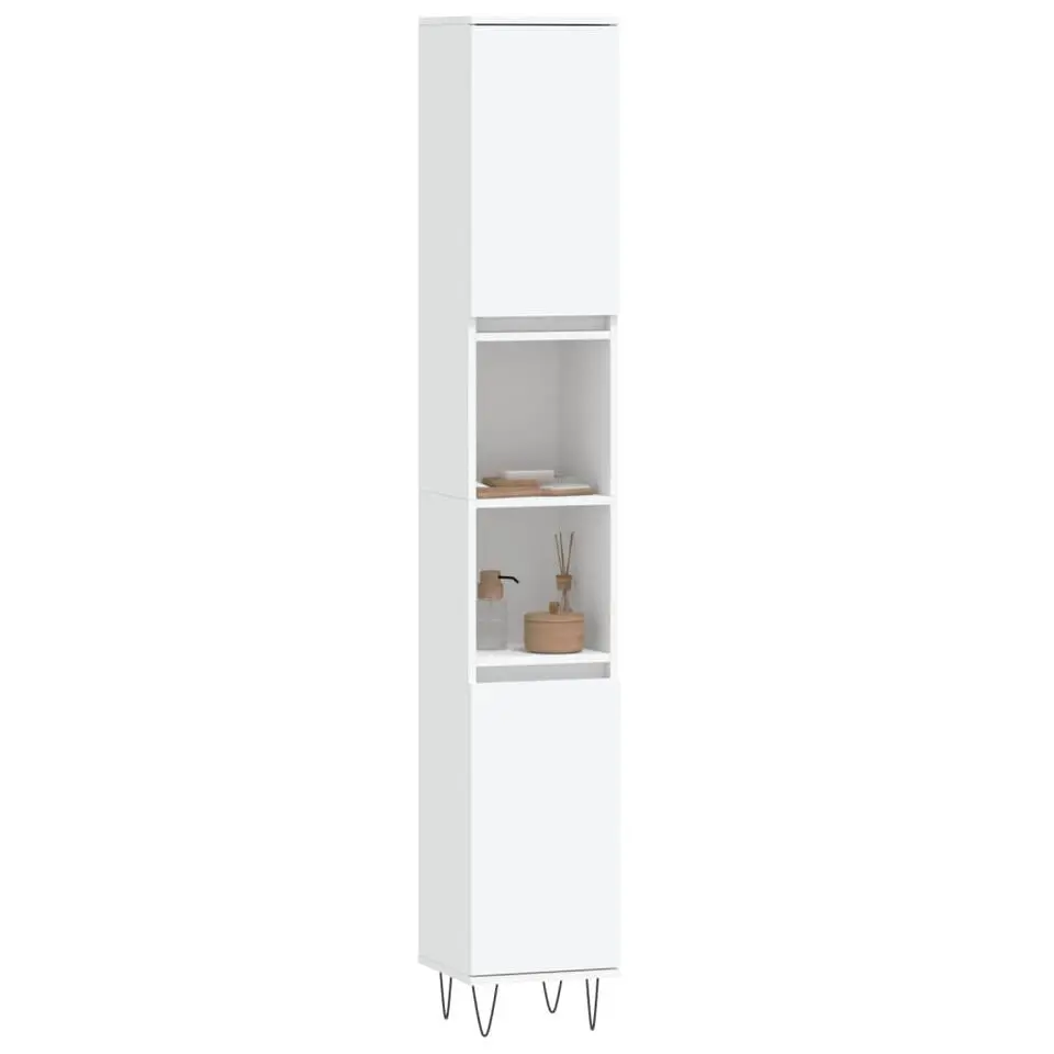 vidaXL - Kolomkast met 2 deuren - Wit - Bewerkt hout en ijzer - 30x30x190 cm