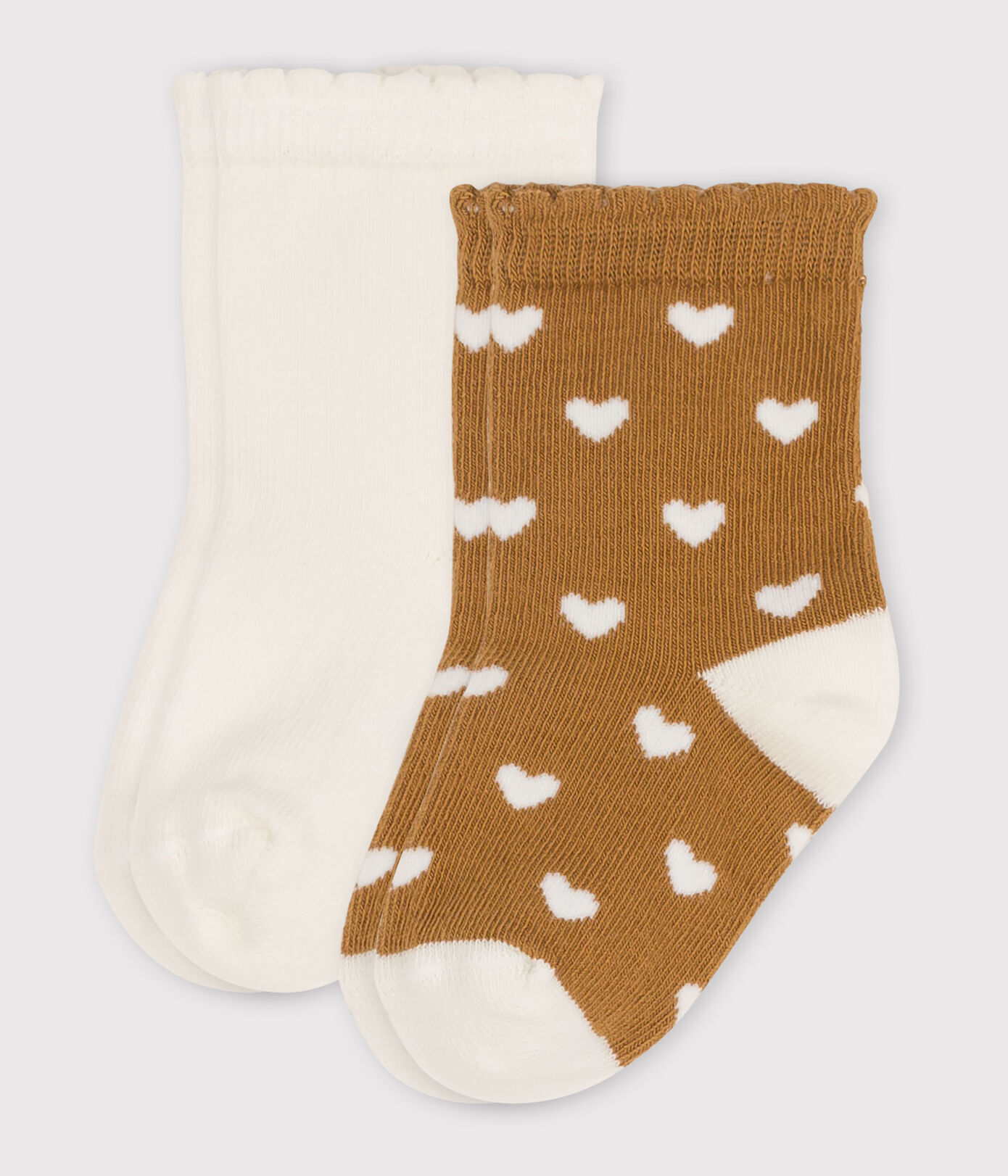 Lot de 2 paires chaussettes bébé cœurs