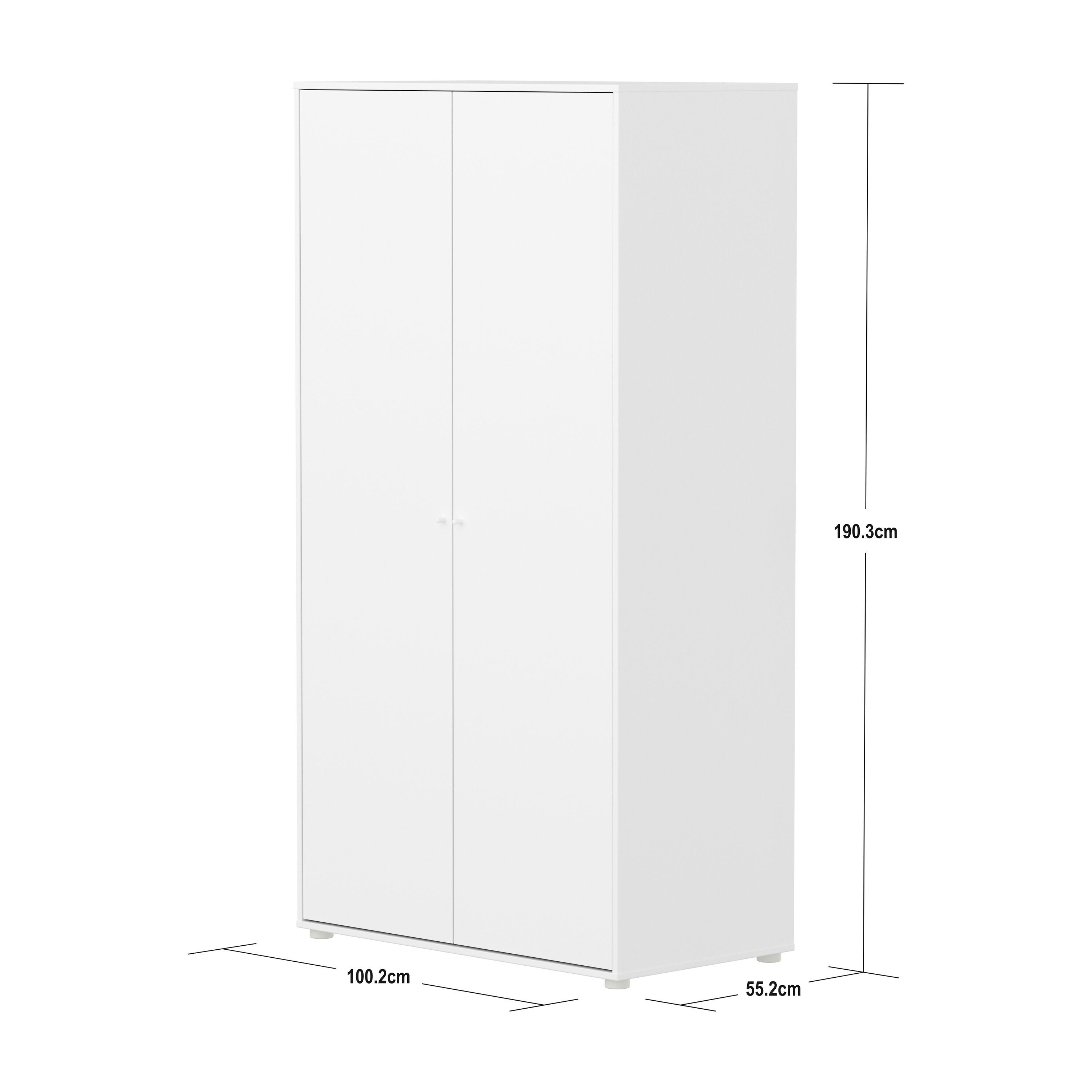 Flexa SAGA Schrank - Weiss / B: 100.0 cm x T: 55.0 cm x H: 190.0 cm