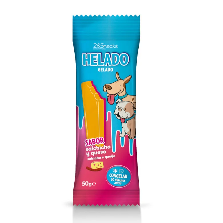 Sorvete de salsicha e queijo 2&Snacks para cães