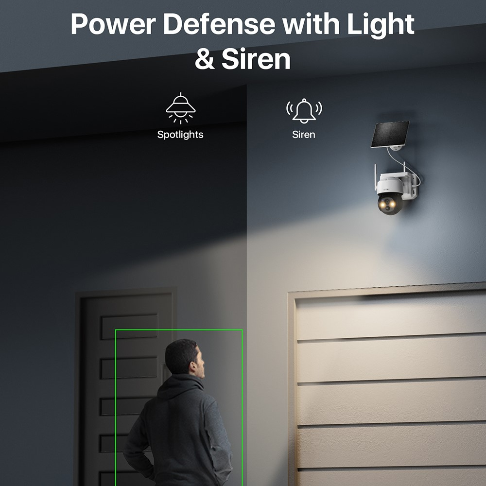 (4MP) C291 360° Outdoor Solar IP Sicherheitskamera 2.5K WiFi mit 2-Wege-Audio / IR LED's / Wandhalterung iOS/Android (IP65) - Weiss