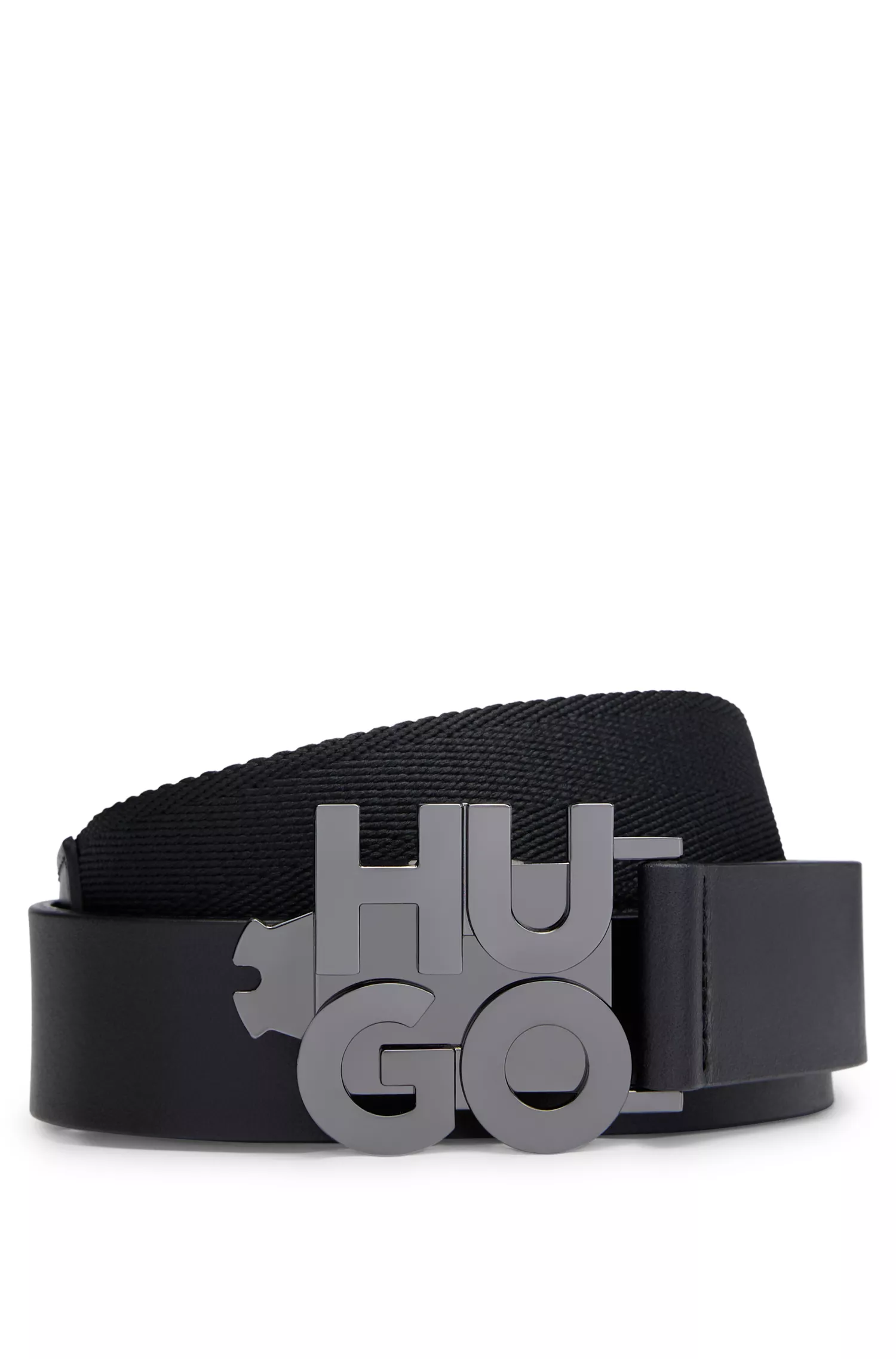Cinto HUGO vermelho em material misto com fivela com o logotipo.