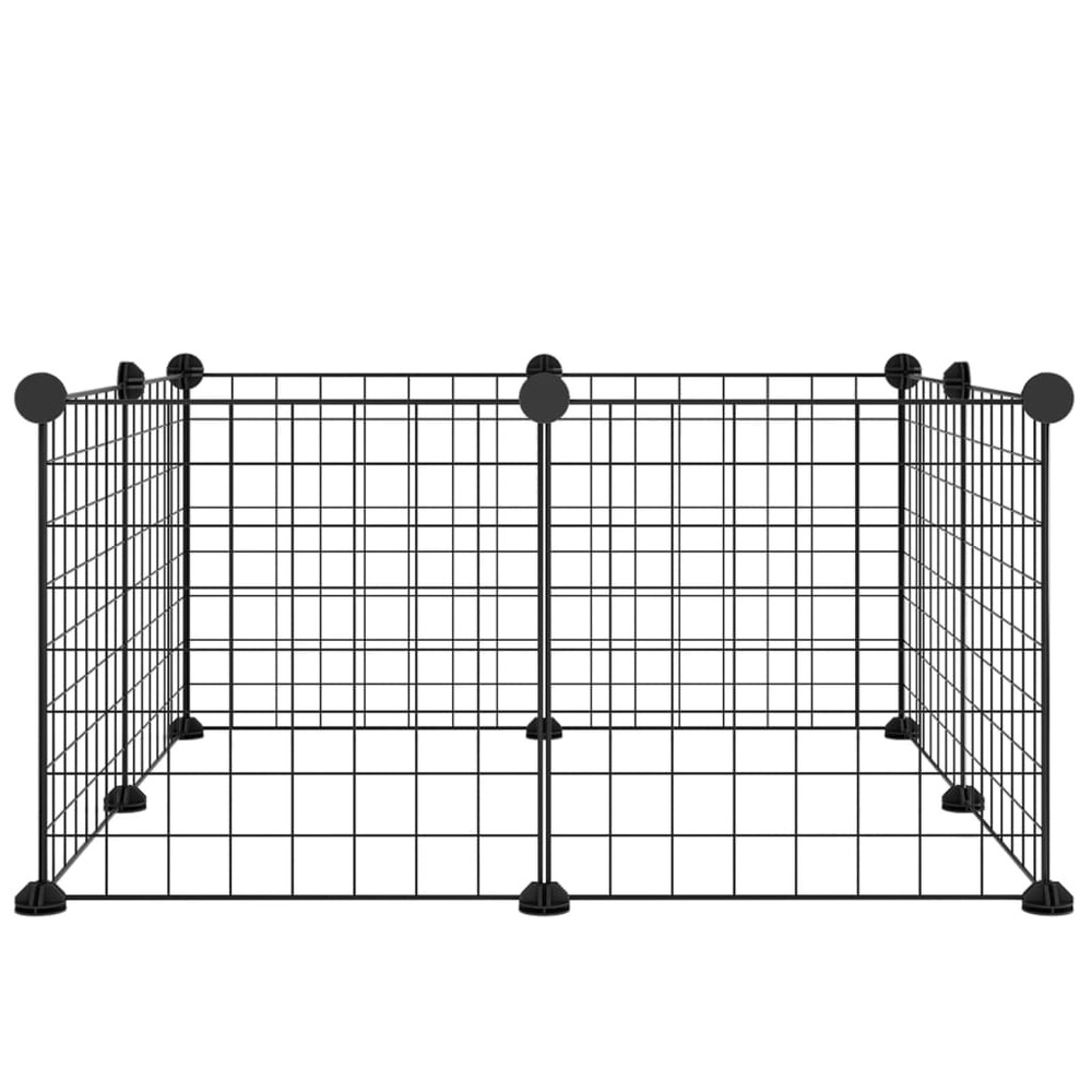 Cage animaux de compagnie à 8 panneaux noir 35x35 cm acier