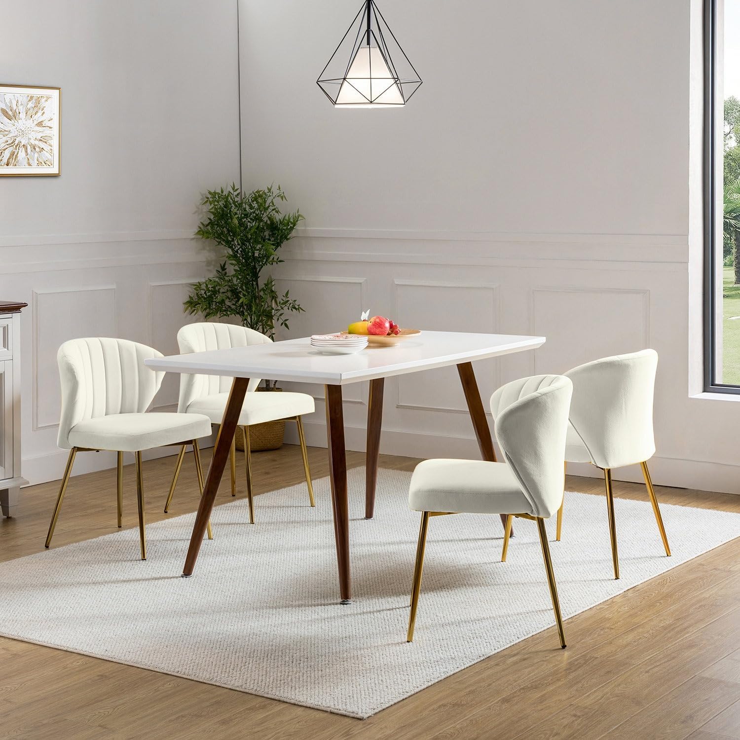 Esszimmerstühle 4er Set, Polsterstuhl Esszimmer modern, Samt, Küchenstuhl mit Rückenlehne, Ergonomischer Stuhl mit goldenen Beinen,Esszimmerstuhl für Wohnzimmer,Küche,Schlafzimmer CW0824110