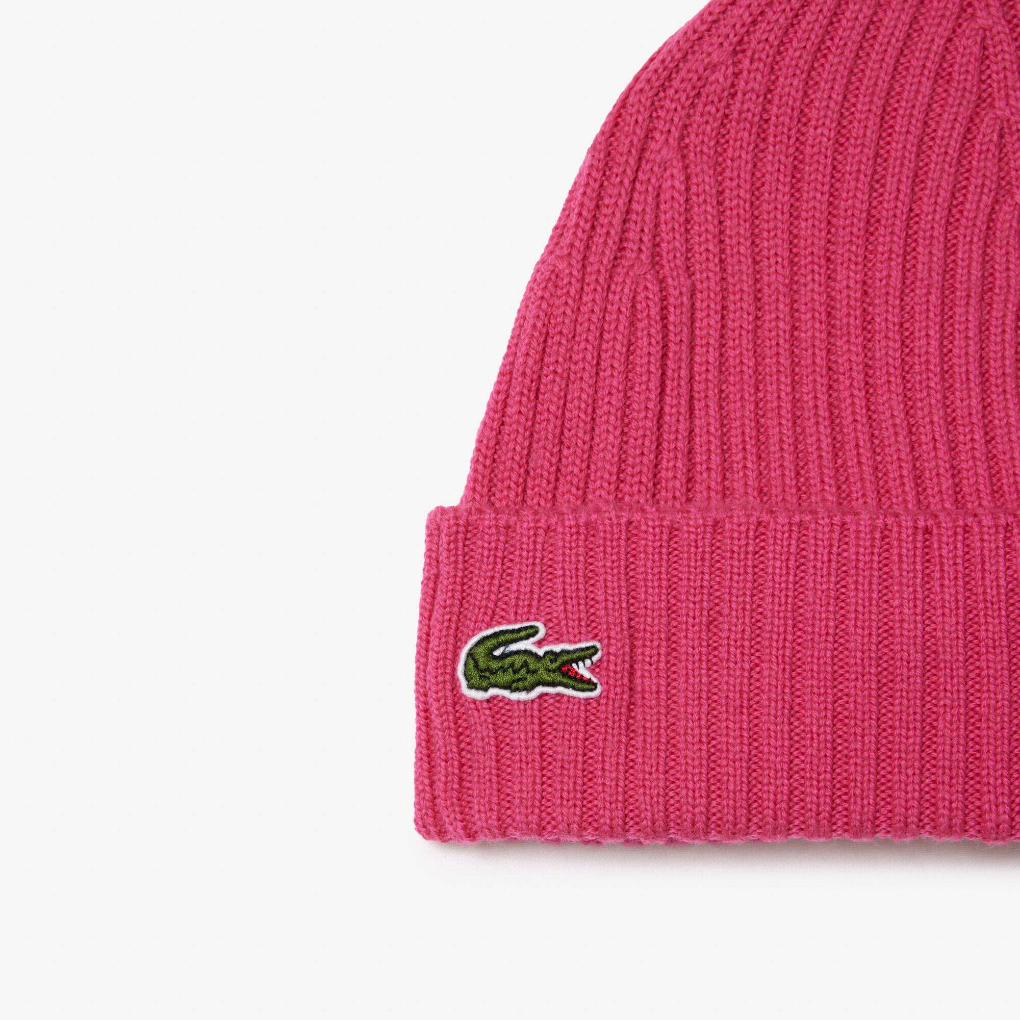 Mütze aus gerippter Wolle Mützen - Rosa - Lacoste - Unisex