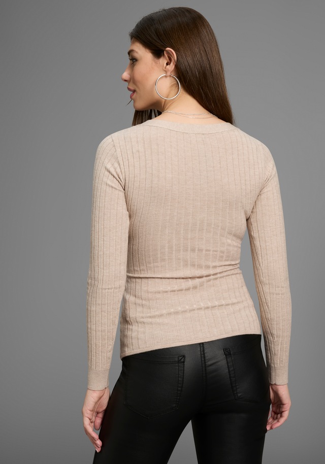 Bruno Banani V-Ausschnitt-Pullover , Wickeloptik und edles Knopfdetail - NEUE KOLLEKTION
