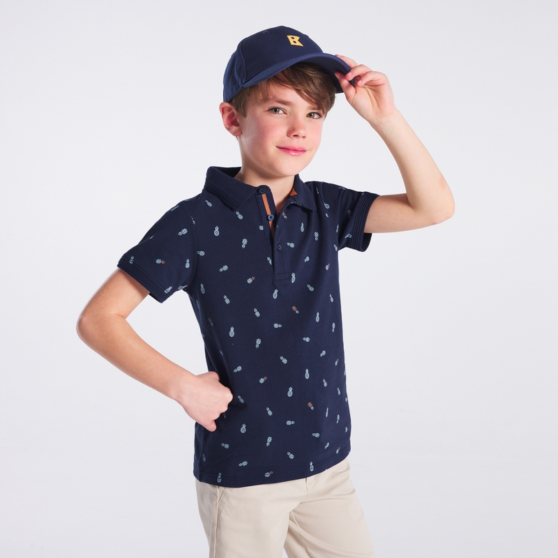 Polo imprimé bleu garçon