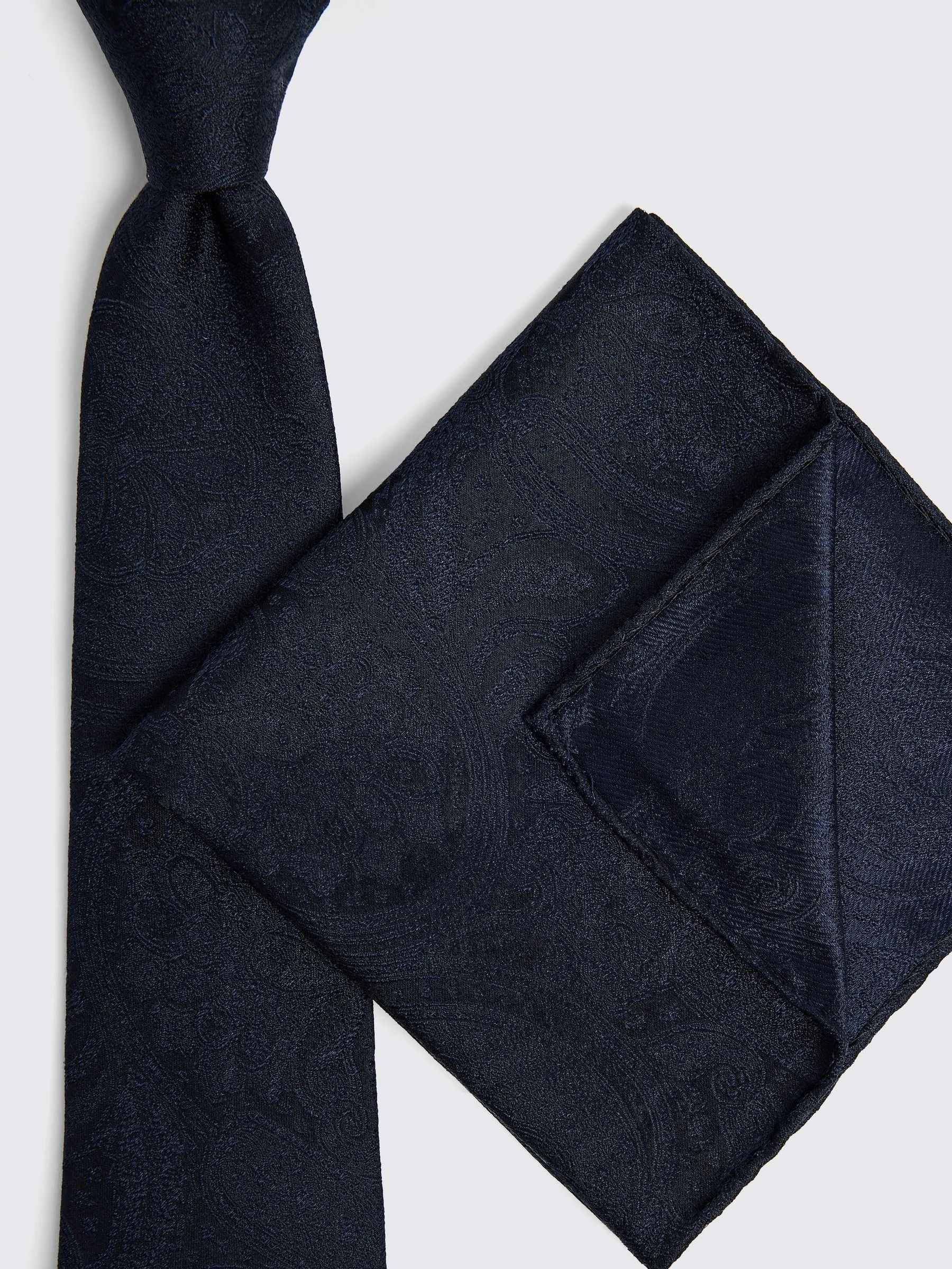 Marineblauw - MOSS Wedding Paisley Tie