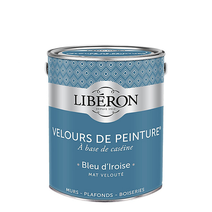 Peinture murs, plafonds et boiseries Velours de peinture bleu d'iroise Libéron 2,5L
