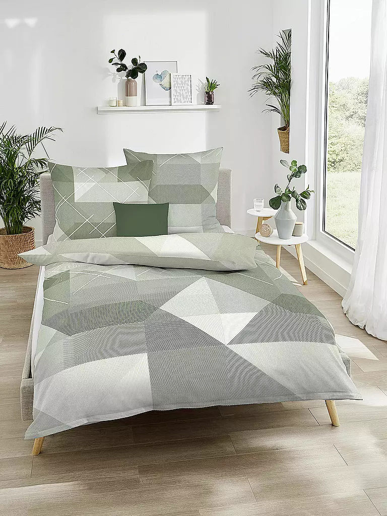 KAEPPEL Flanell Bettwäsche 70x90cm/140x200cm LINEAR Oliv olive