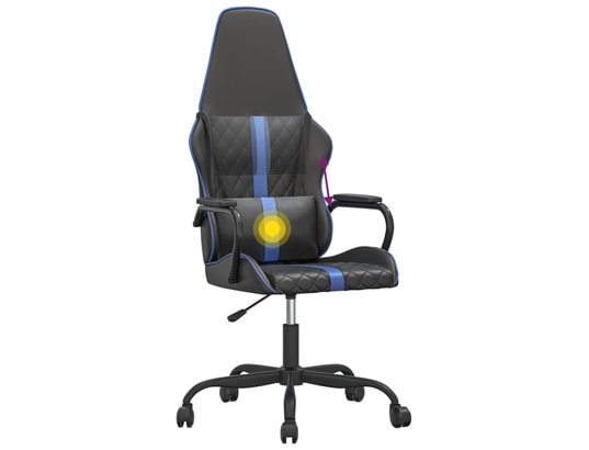 VIDAXL - Fauteuil de bureau Chaise de jeu de massage bleu et noir similicuir