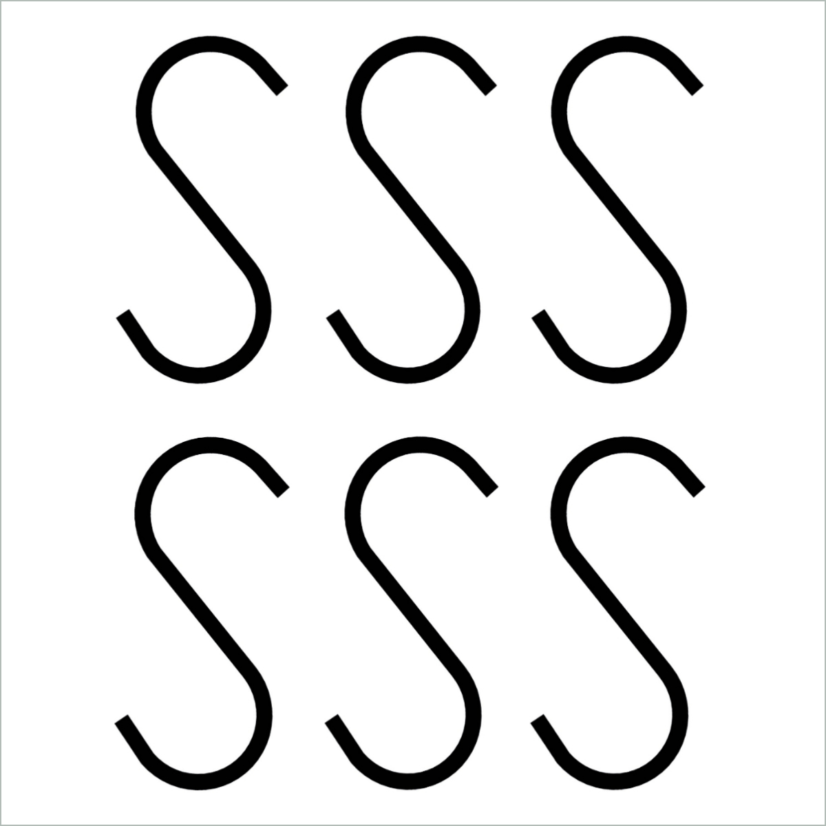 6x S-haak Zwart 9,5cm