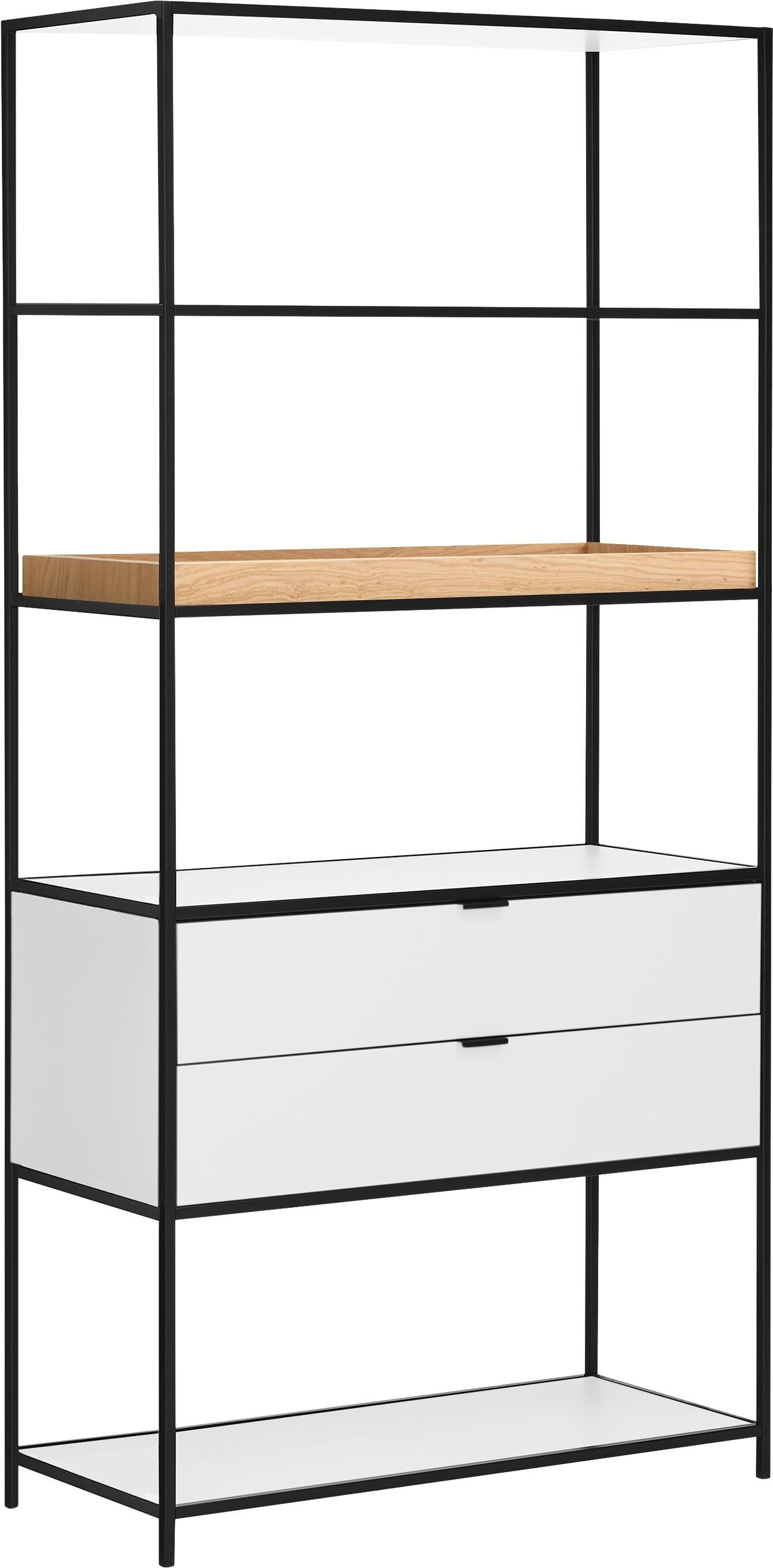 SEVEN Regal - Weiss / Eiche / B: 93.2 cm x T: 39.0 cm x H: 189.0 cm
