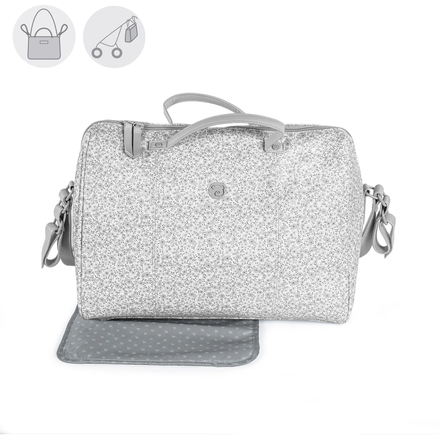 pasito a pasito Wickeltasche grau  geblümt
