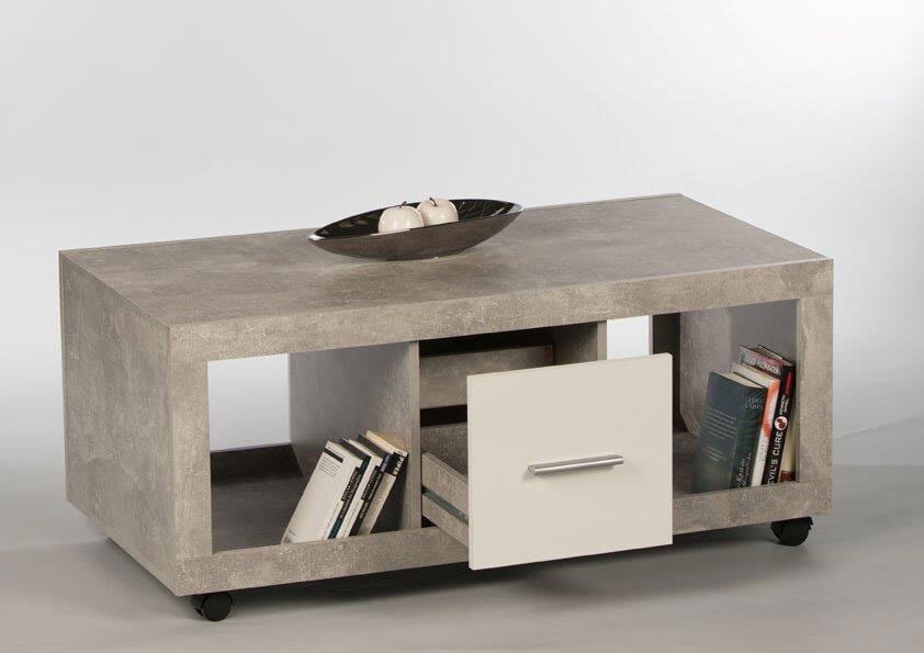 Couchtisch Stone Beton/Weiß Nachbildung ca. 115 x 50 x 60 cm
