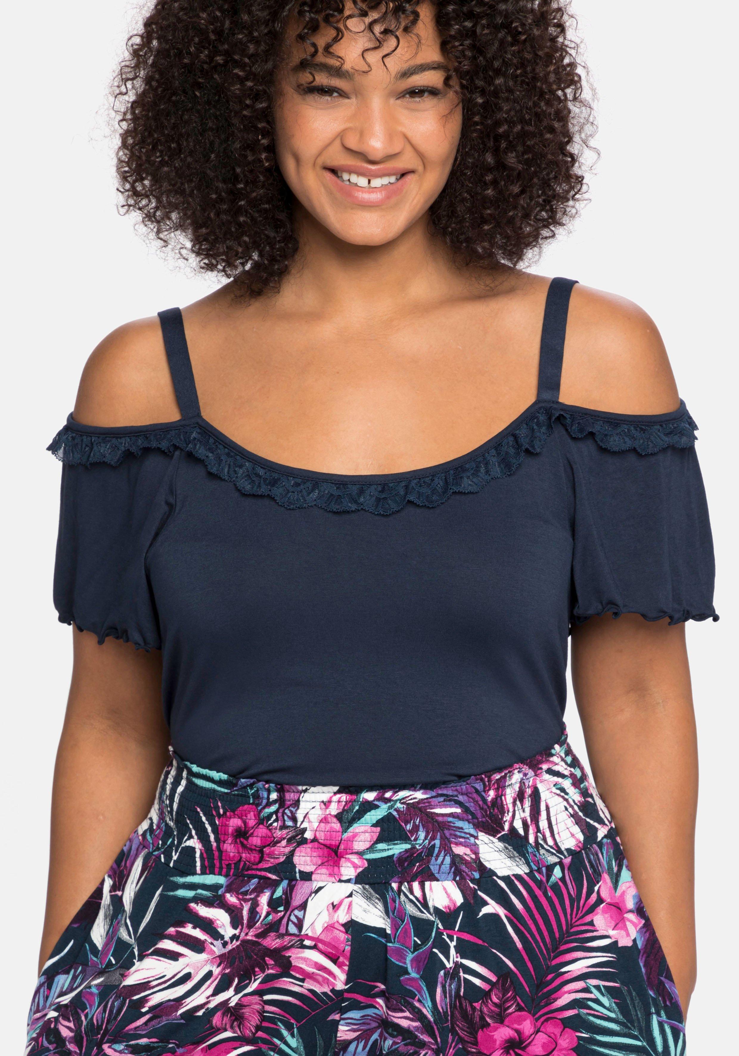 Shirt im Carmen-Stil mit Flügelärmeln