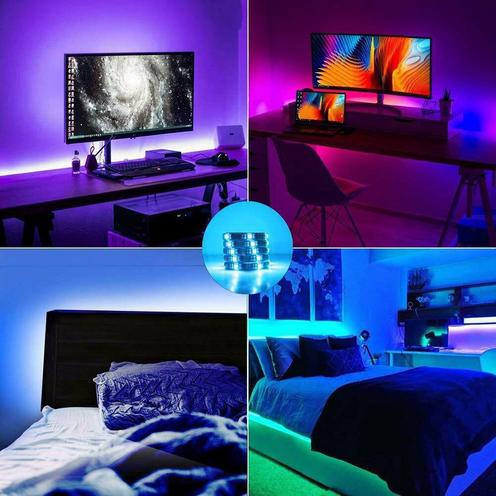 (5m) 300 LED's Licht Streifen Leiste RGB Lampen Lichterkette TV Hintergrundbeleuchtung IP65   Fernbedienung