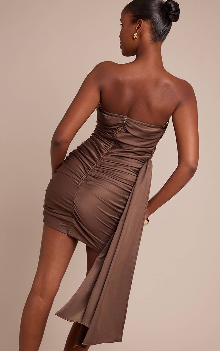 Champignon Robe Courte Drapée Froncée À Bandeau En Tissu Tissé