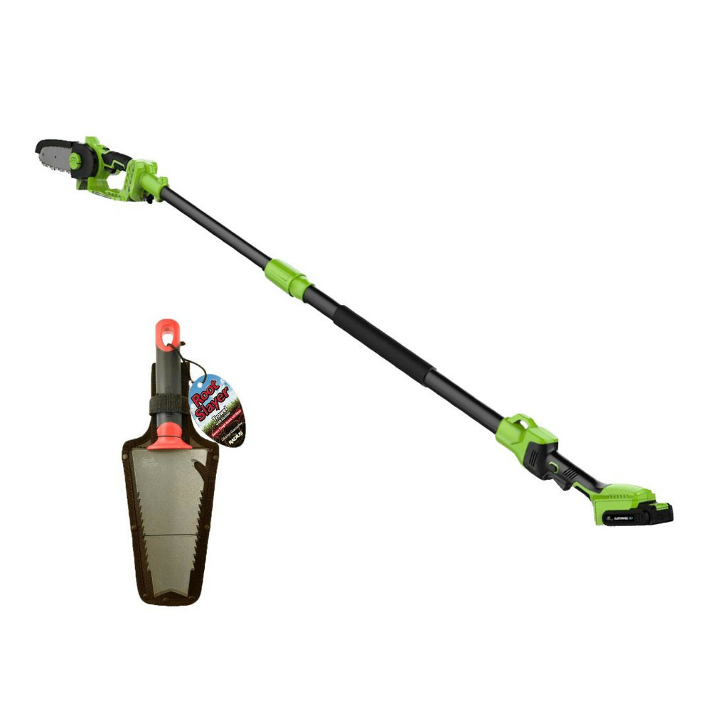 Pack tronçonneuse électrique avec manche télescopique+ rootslayer à main-noir