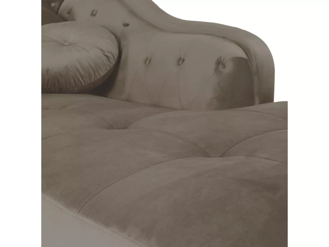 Canapé d'angle Droit Empire Velours Taupe style Chesterfield