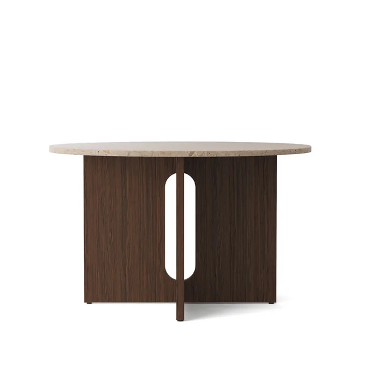 Audo - Androgyne Tisch, Ø 120 x H 73 cm, Eiche dunkel / Sandstein