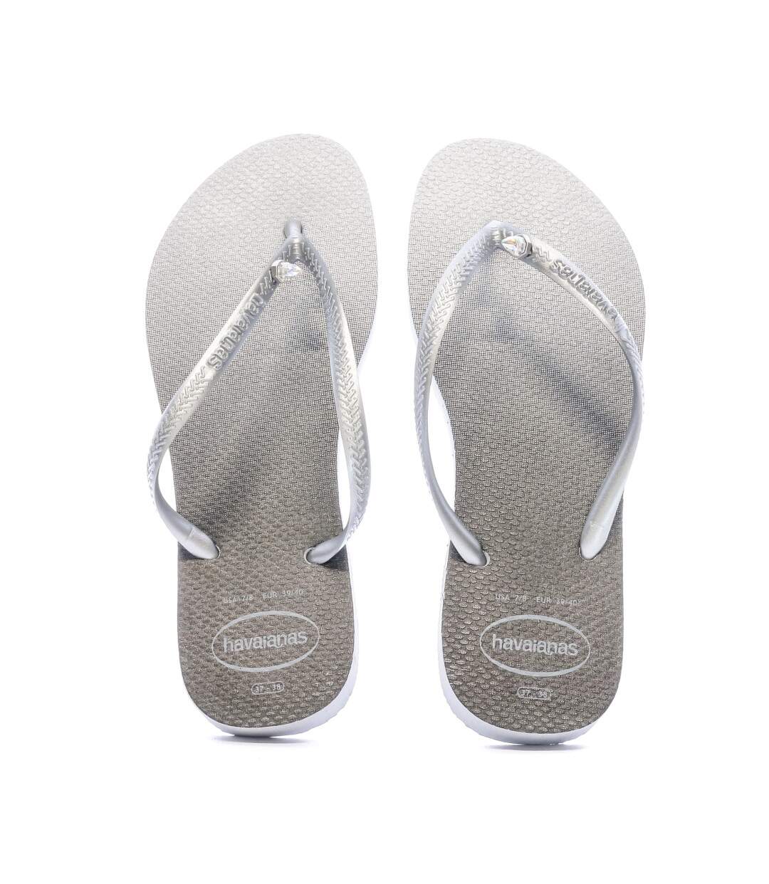 Tongs Grise Femme Strass Havaianas Slim Prism Swarovski