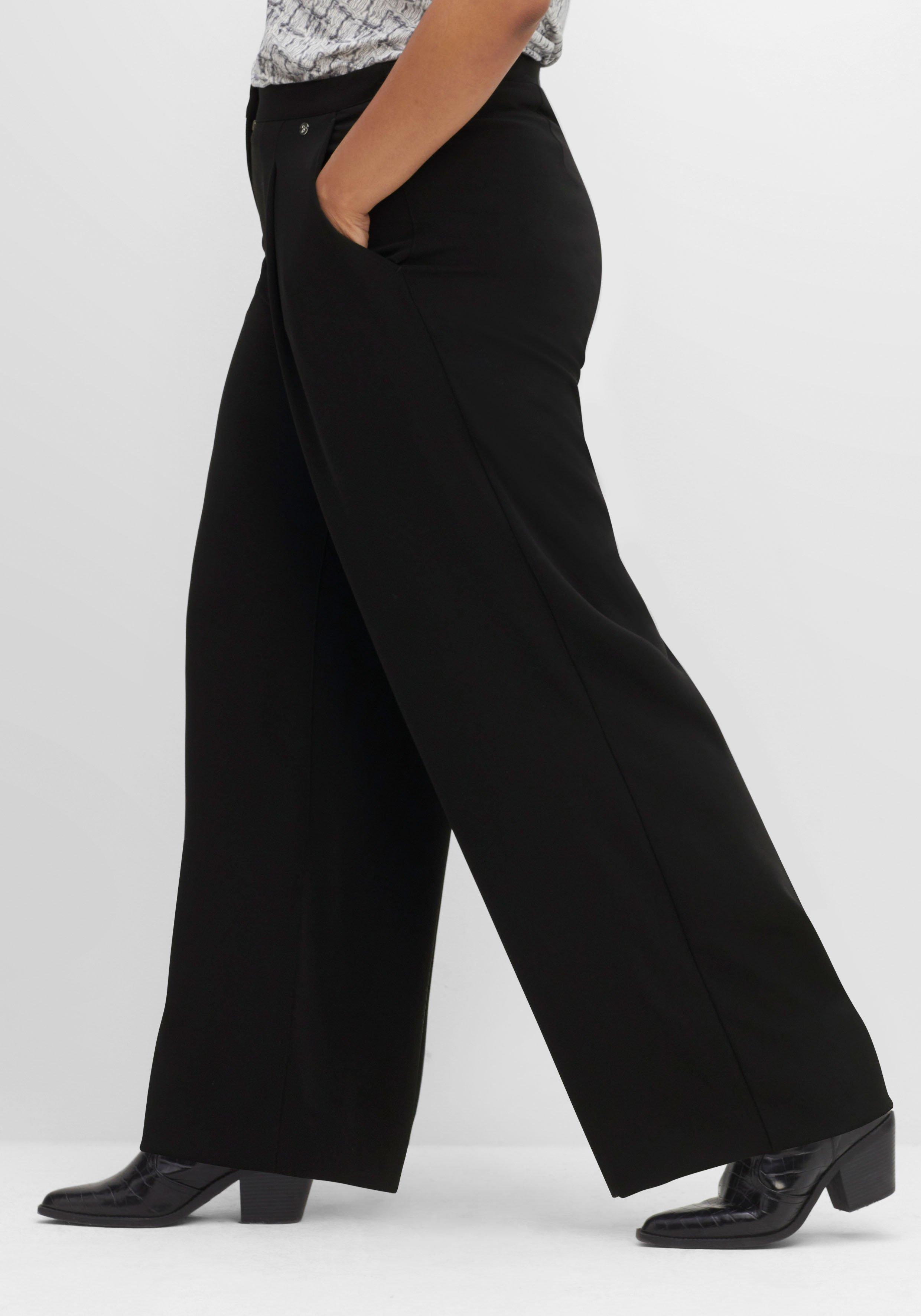 Weite Hose mit Bundfalten, knitterarm