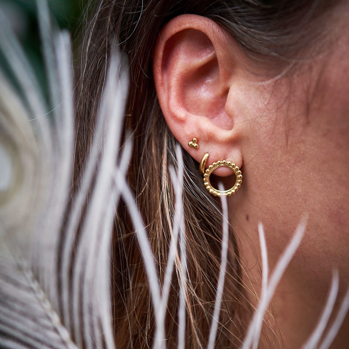 Petites boucles cercles de perle  en argent