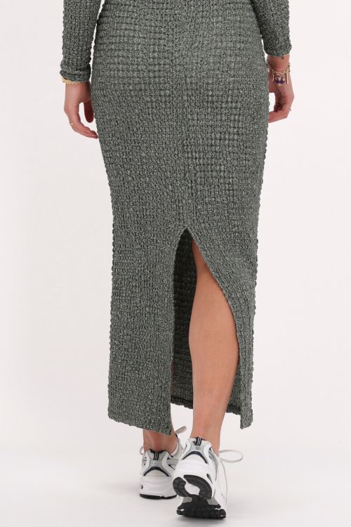 Groene maxi jurk met structuur & split