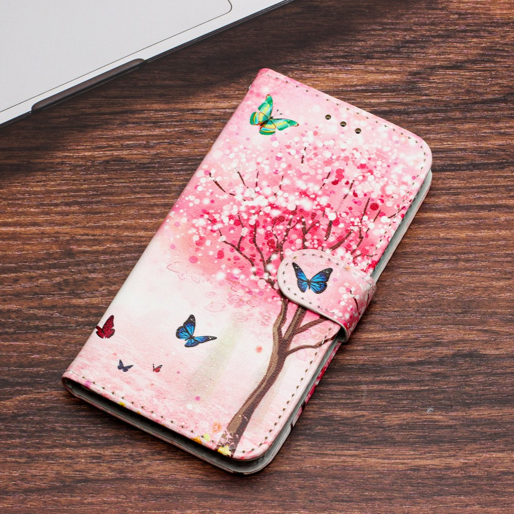 iPhone 16 Leder Tasche Hülle mit Kartenfach Kirschblütenbaum
