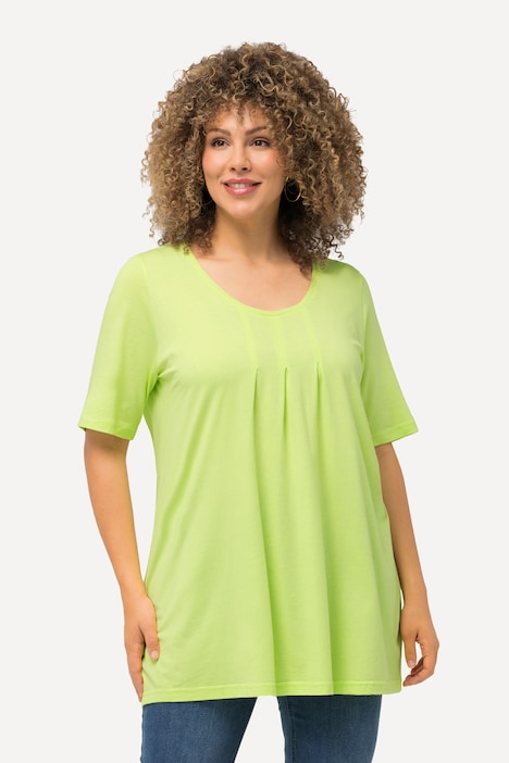 T-Shirt, Zierfalten, A-Linie, Rundhals, Halbarm, Modal