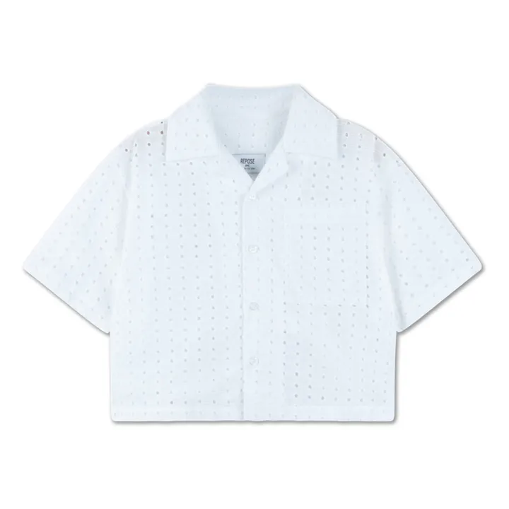 Repose AMS Chemise Cropped Coton Responsable Broderie Anglaise | Blanc