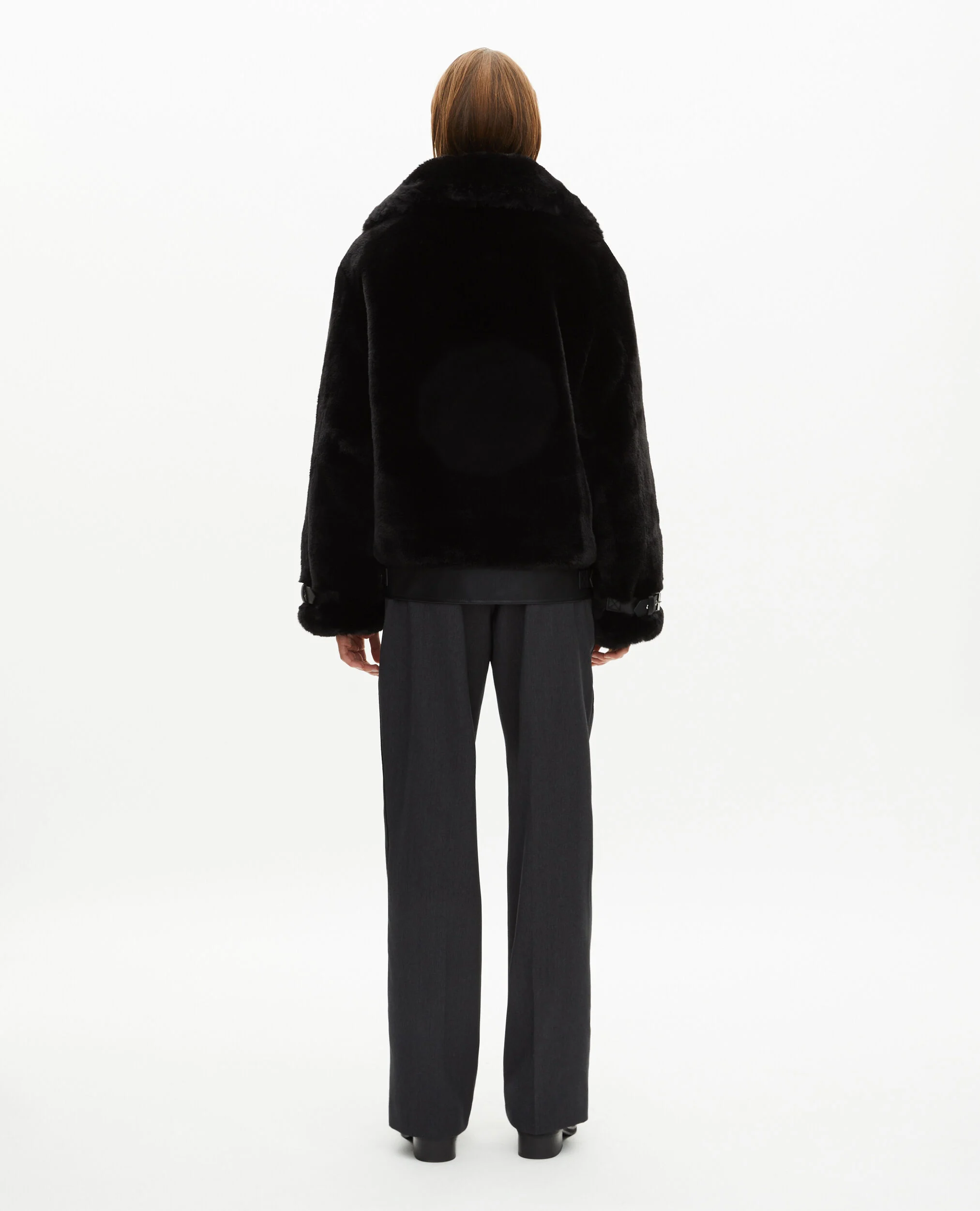 Blouson aviateur effet fourrure noir