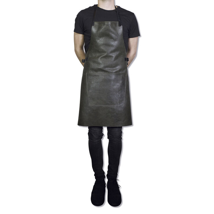 DutchDeluxes Læderforklæde BBQ Style Apron Vintage Grey Grå