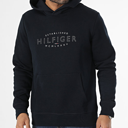Sweat Capuche Hilfiger Curve Logo 0013 Bleu Marine