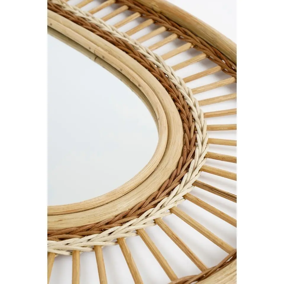 Mica Decorations Wandspiegel - L59 x B40 x H3 cm - Rotan - Lichtbruin