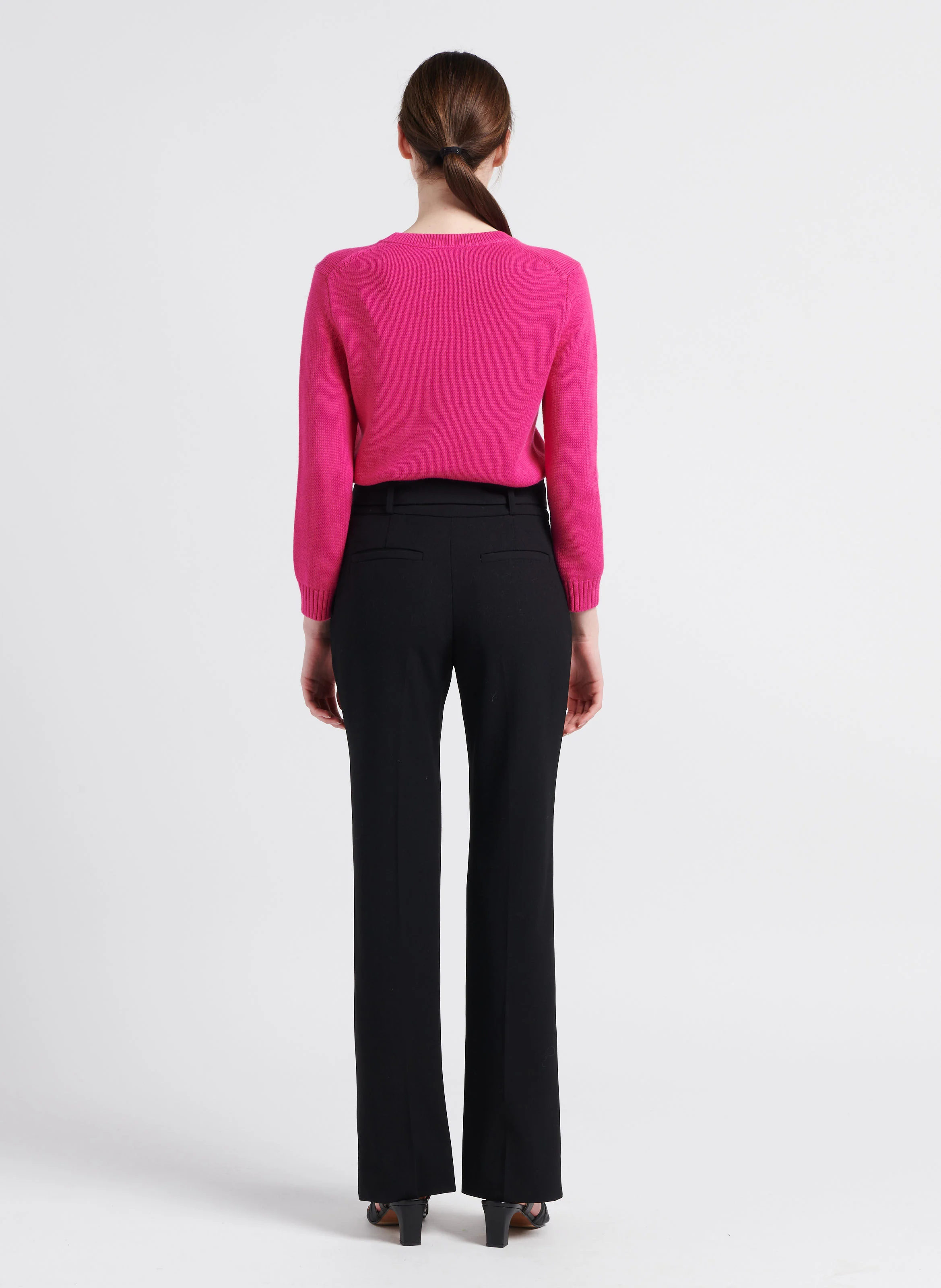 Pull col rond en coton mélangé| Rose