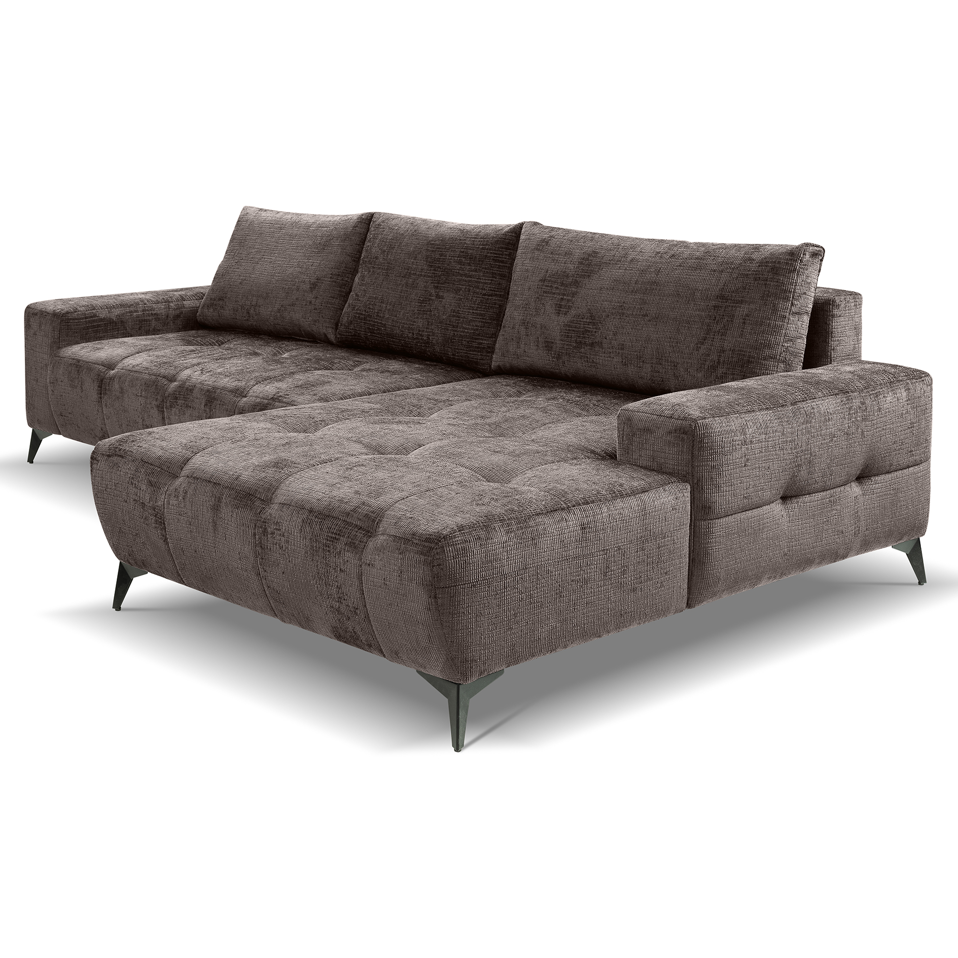 Ecksofa - stone - Liegefunktion - Staukasten - Longchair rechts