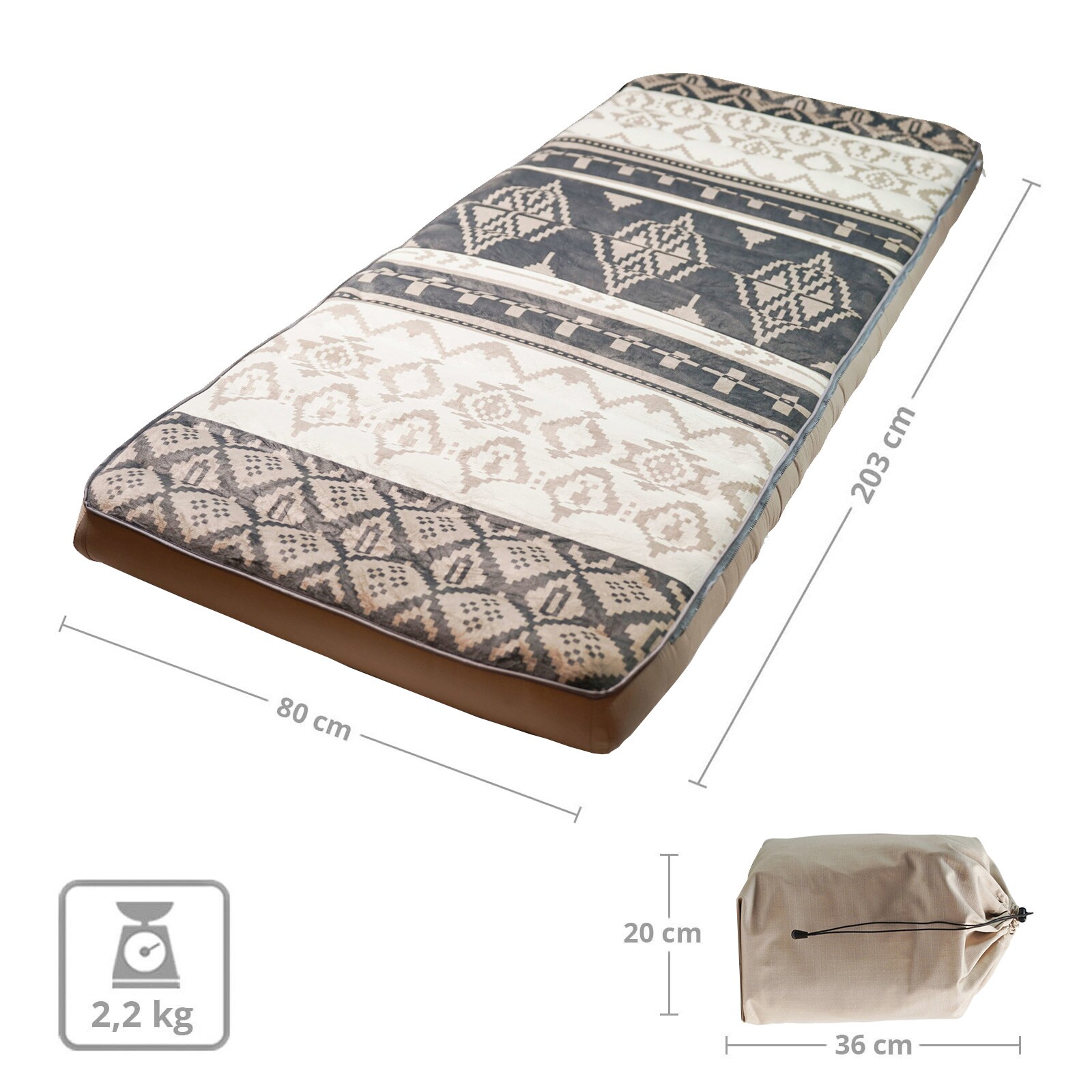 HUMAN COMFORT Luft Bett Chatou Print Isomatte Kasten Matratze Gäste Baumwolle Farbe: braun