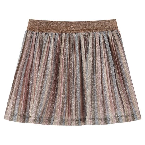 vidaXL Saia para Criança Plissada com Brilhantes Castanho e Rosa 140 - 14558