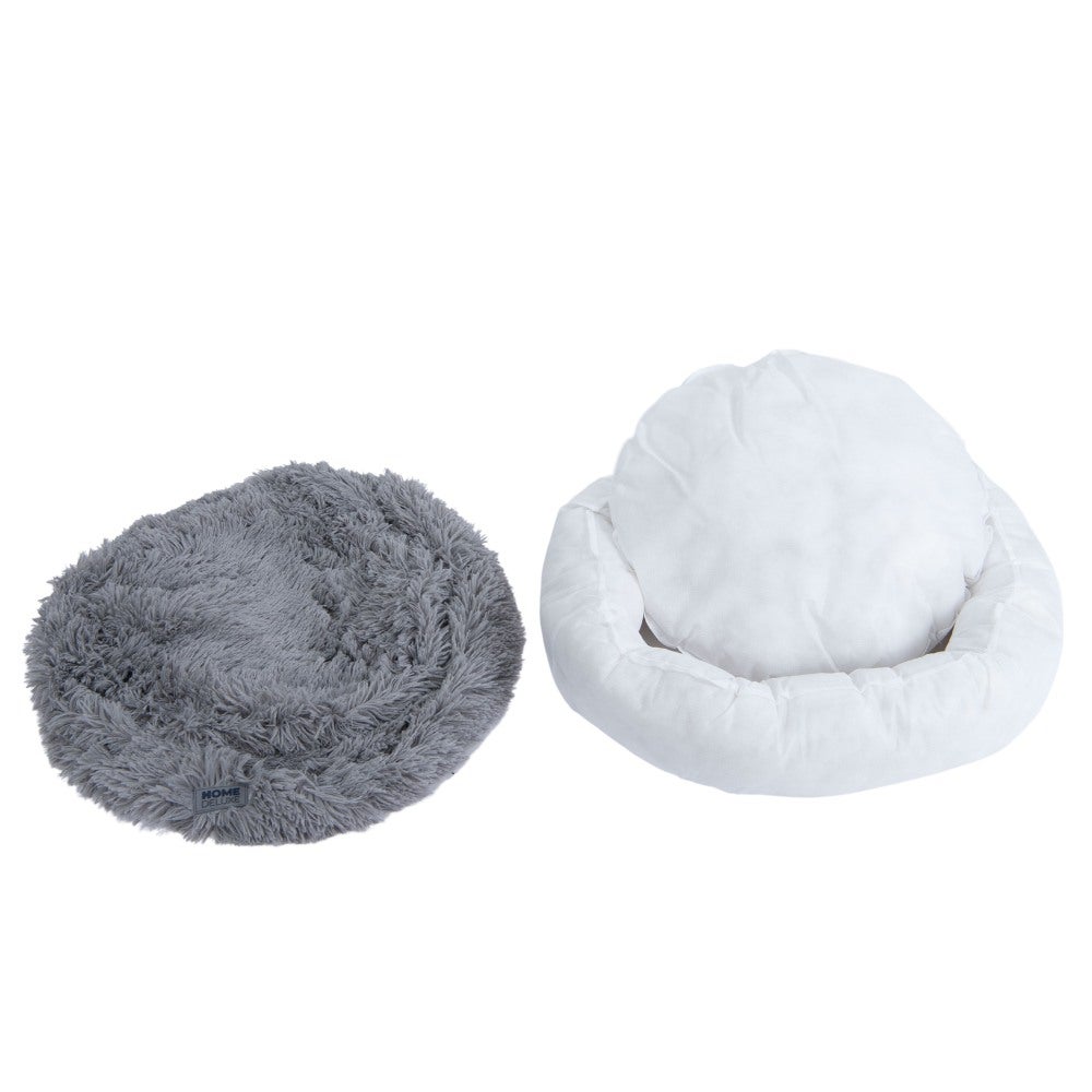 Home Deluxe - MUFFIN Huisdierbed - Afmetingen: 60 x 60 x 14 cm, Kleur: Grijs, incl. deken, katoenen vulling, wasbare hoes, antislip & waterdicht | Hondenbed, hondenkussen, kattenbed
