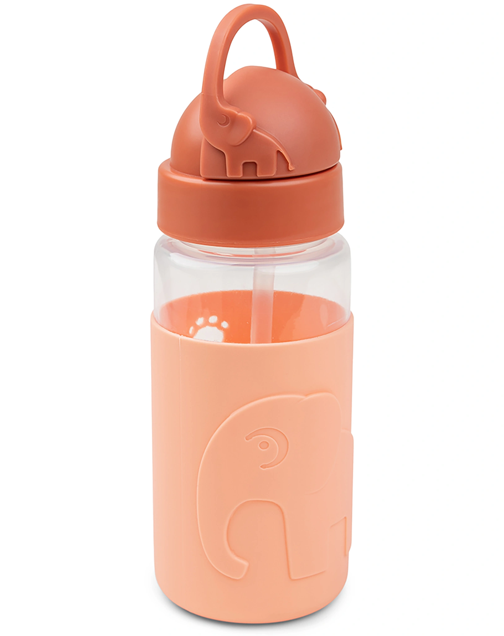 Trinkflasche EASY-GRIP - ELPHEE (350ml) mit Trinkhalm in papaya