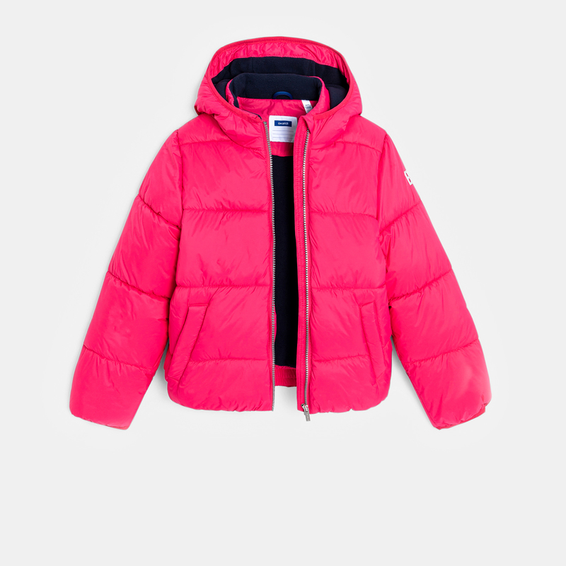 Doudoune courte unie rose Fille