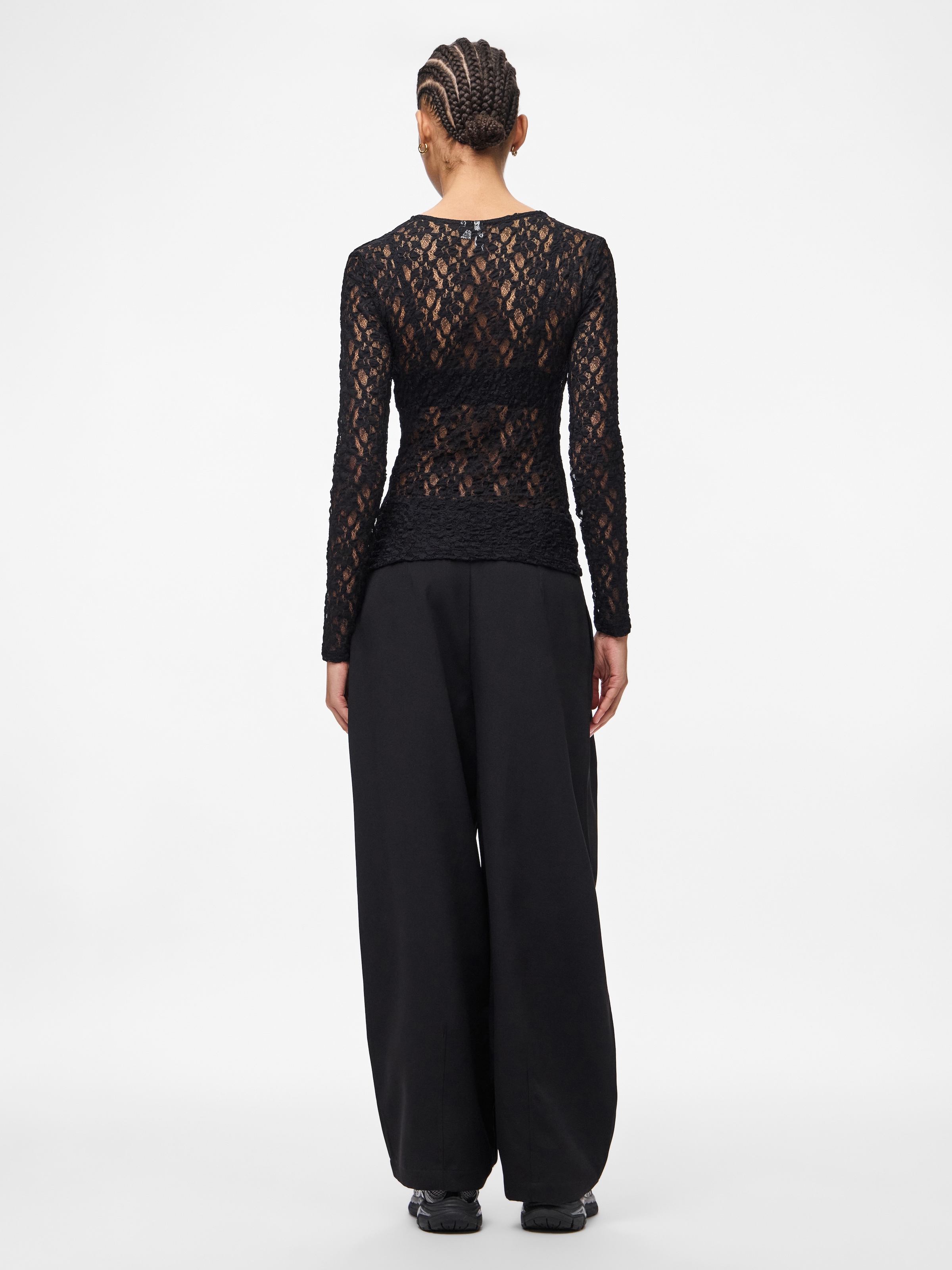 pieces Spitzenshirt »PCHAZEL LS LACE TOP NOOS«