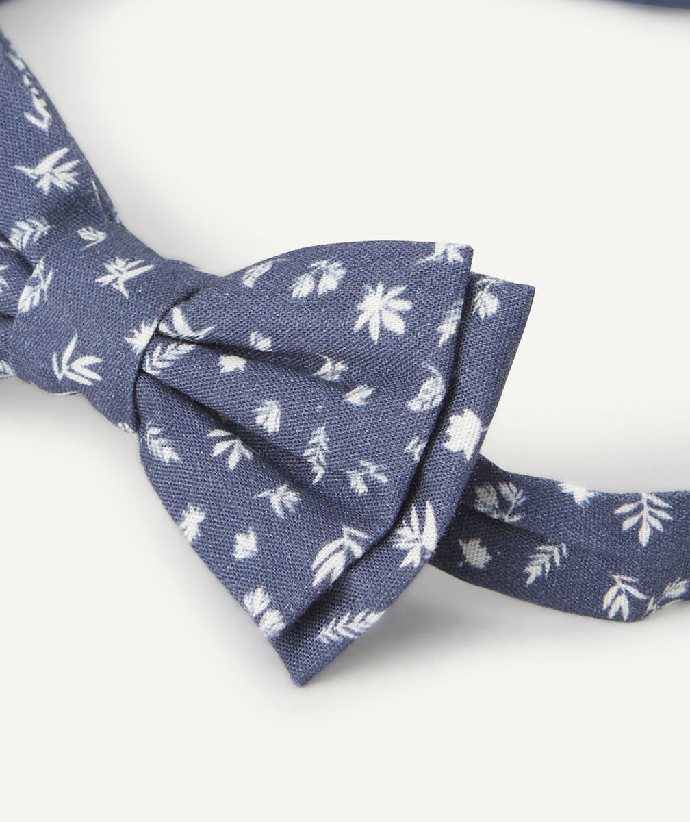 NOEUD PAPILLON GARÇON BLEU MARINE AVEC IMPRIMÉ FEUILLE
